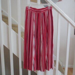 London Fog Vintage Red White Blue Candy Stripe Abstract Long Skirt with Pockets